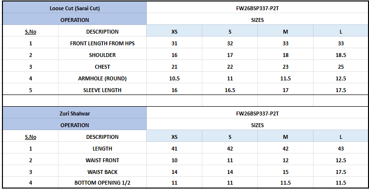Size Chart