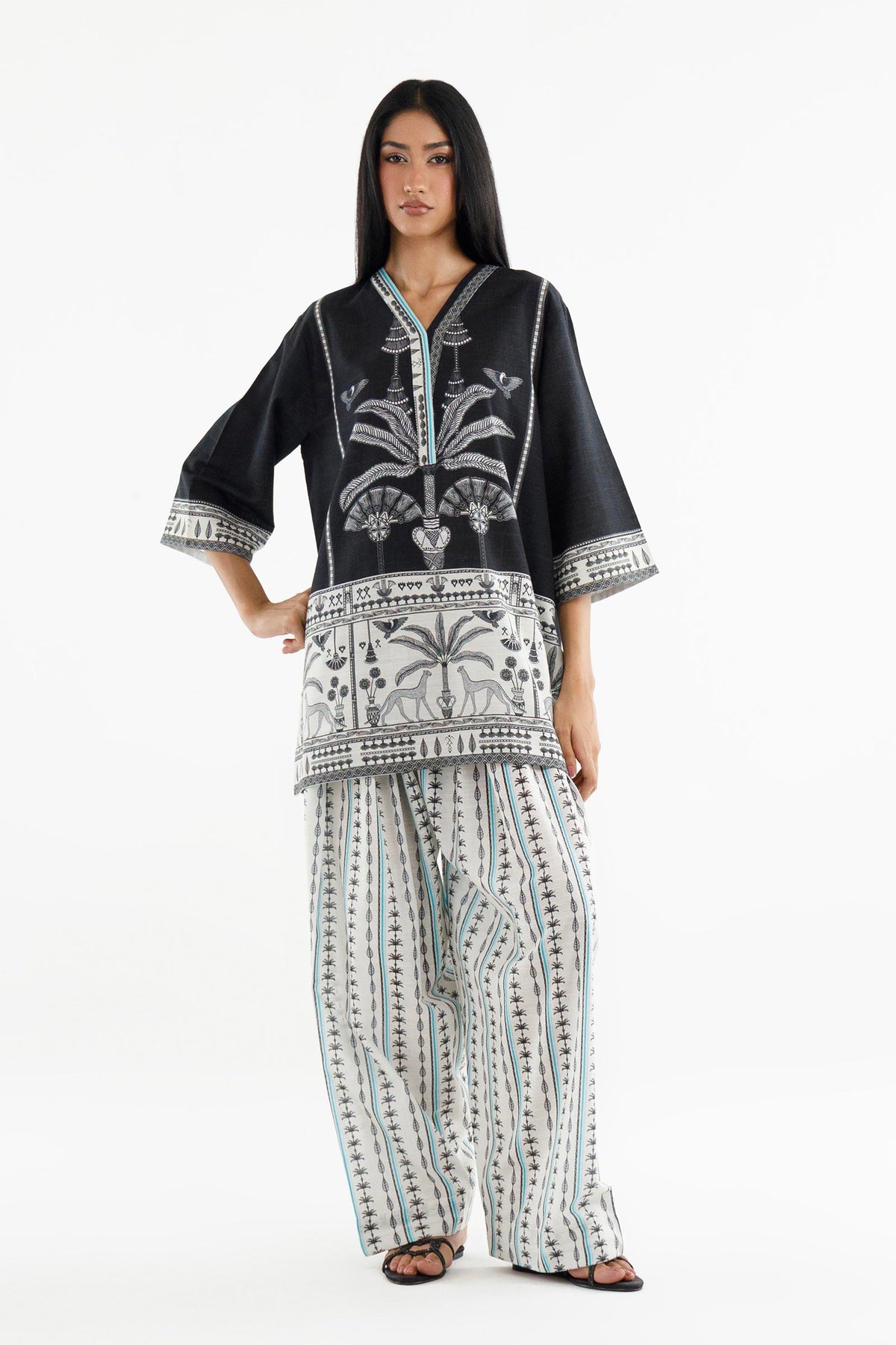 Stitched Printed Cotton Khaddar Shirt+ Shalwar