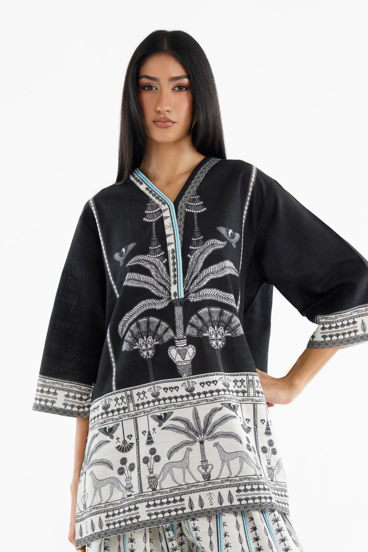Stitched Printed Cotton Khaddar Shirt+ Shalwar