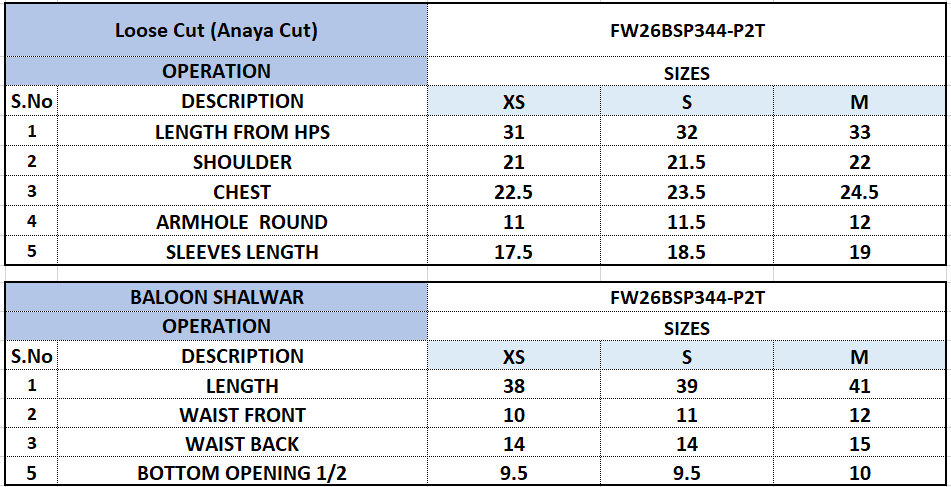 Size Chart