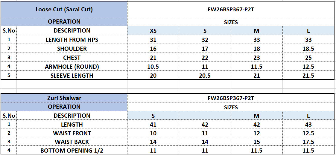 Size Chart