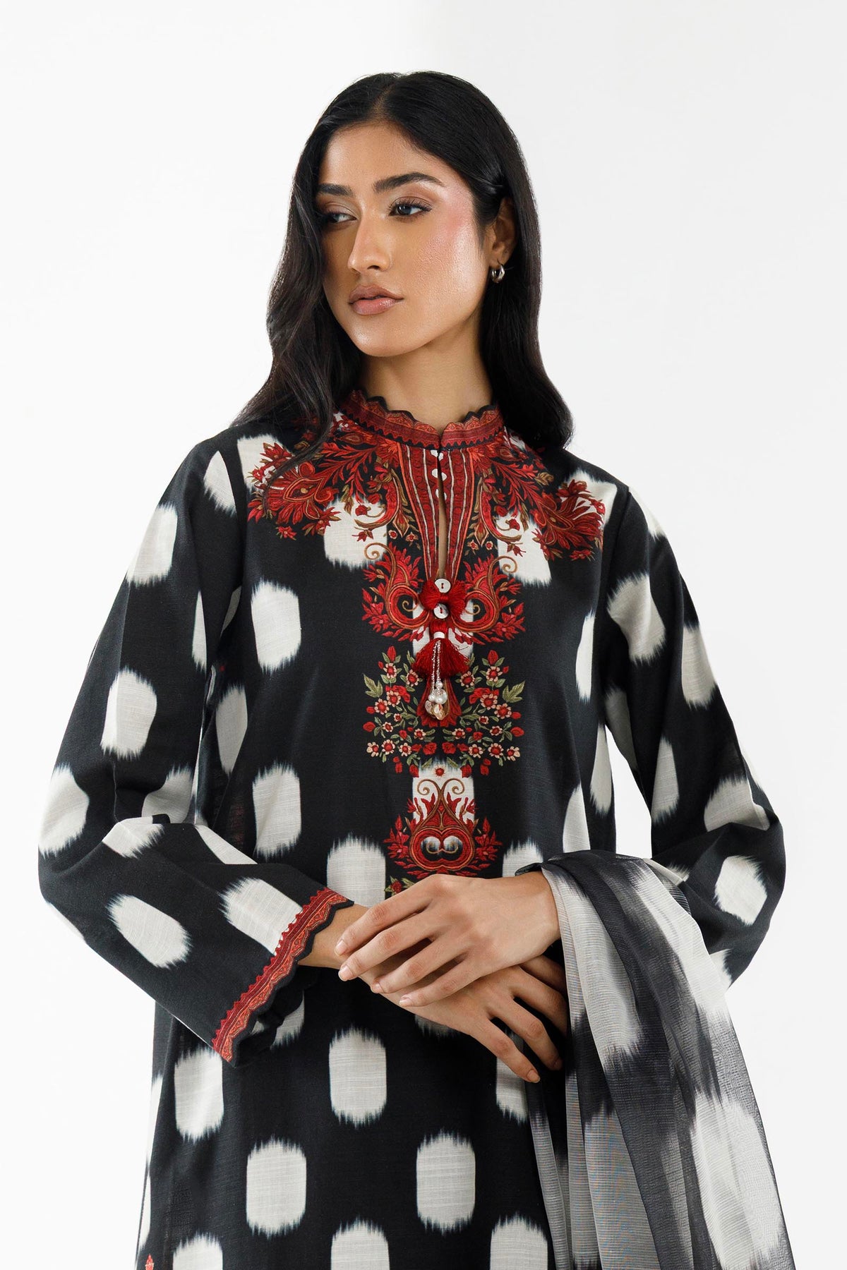 Stitched Printed Cotton Khaddar Shirt+ Dupatta