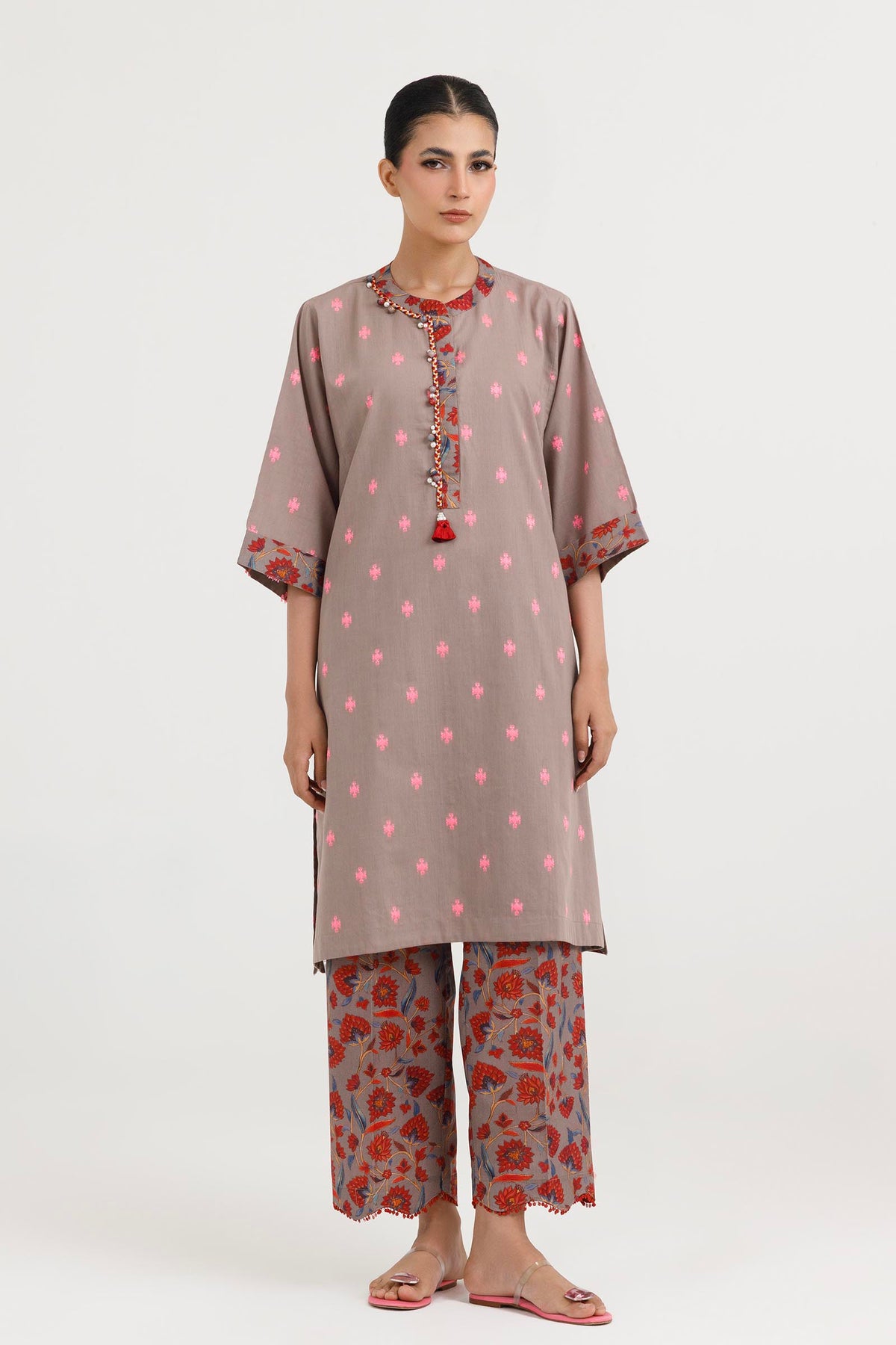 Stitched Embroidered Jacquard Shirt+ Culotte Main image