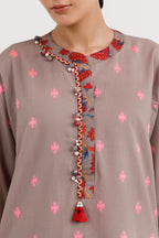Stitched Embroidered Jacquard Shirt+ Culotte