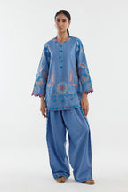 Stitched Embroidered Cotton Khaddar Shirt+ Shalwar