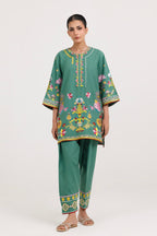 Stitched Embroidered Cotton Khaddar Shirt+ Shalwar