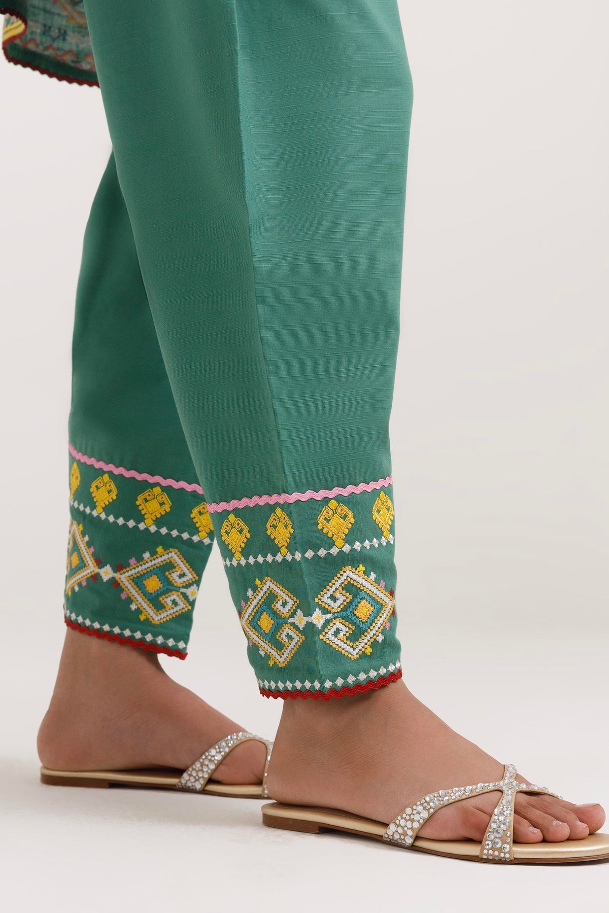 Stitched Embroidered Cotton Khaddar Shirt+ Shalwar