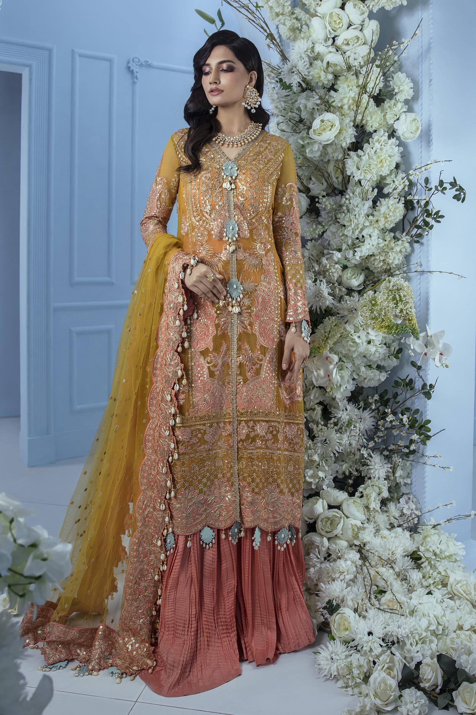 Unstitched 3 Piece Organza Suit
