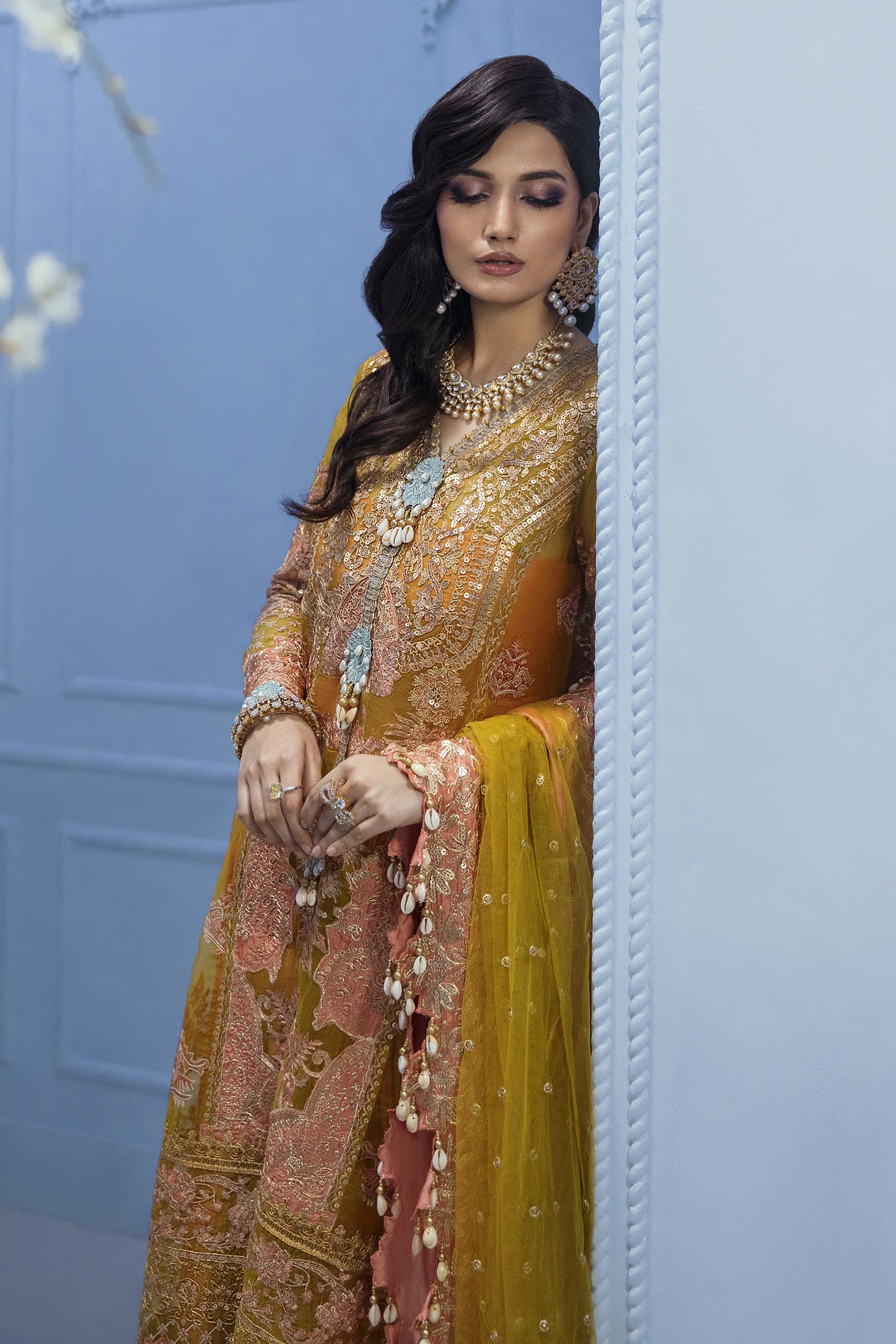 Unstitched 3 Piece Organza Suit