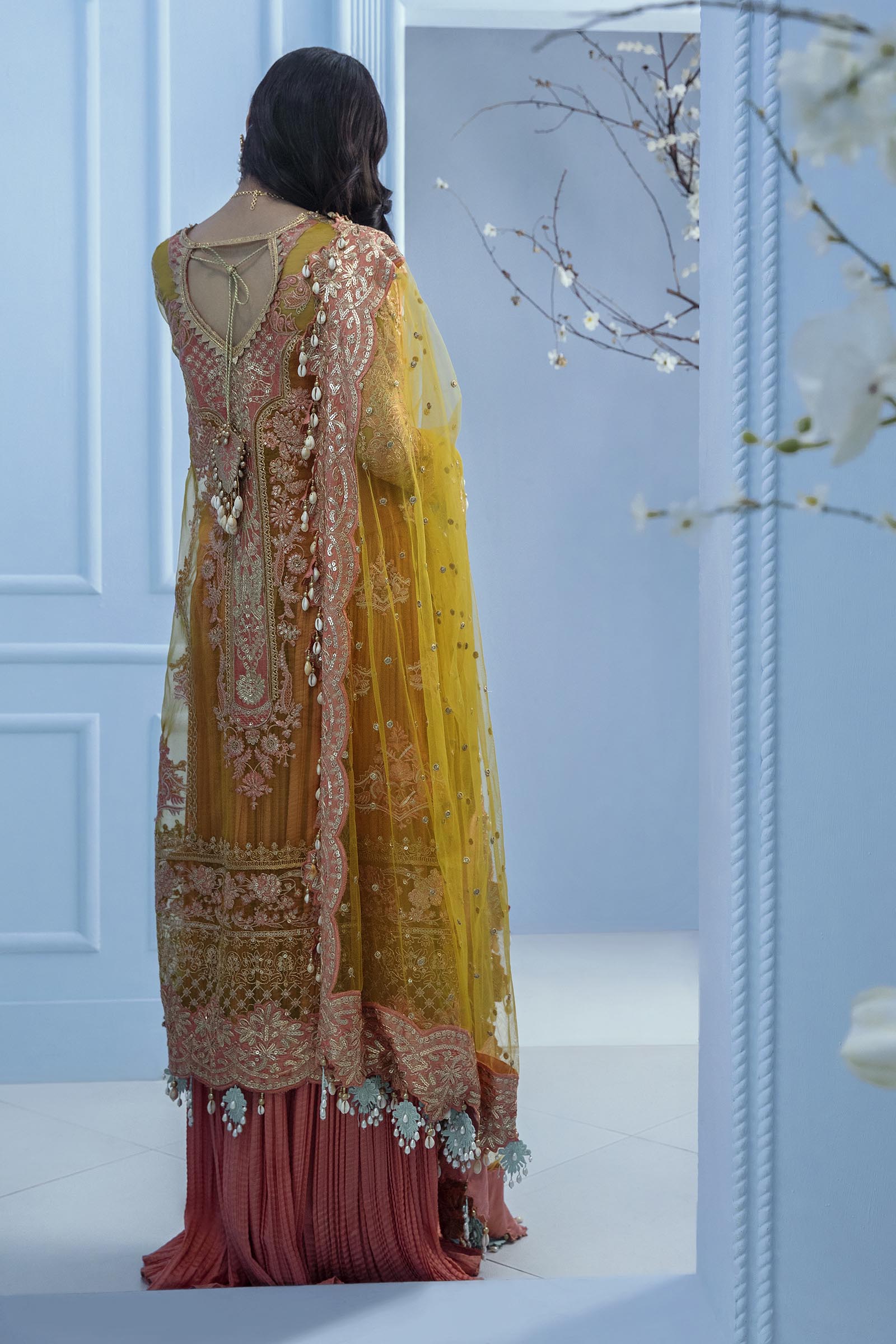 Unstitched 3 Piece Organza Suit