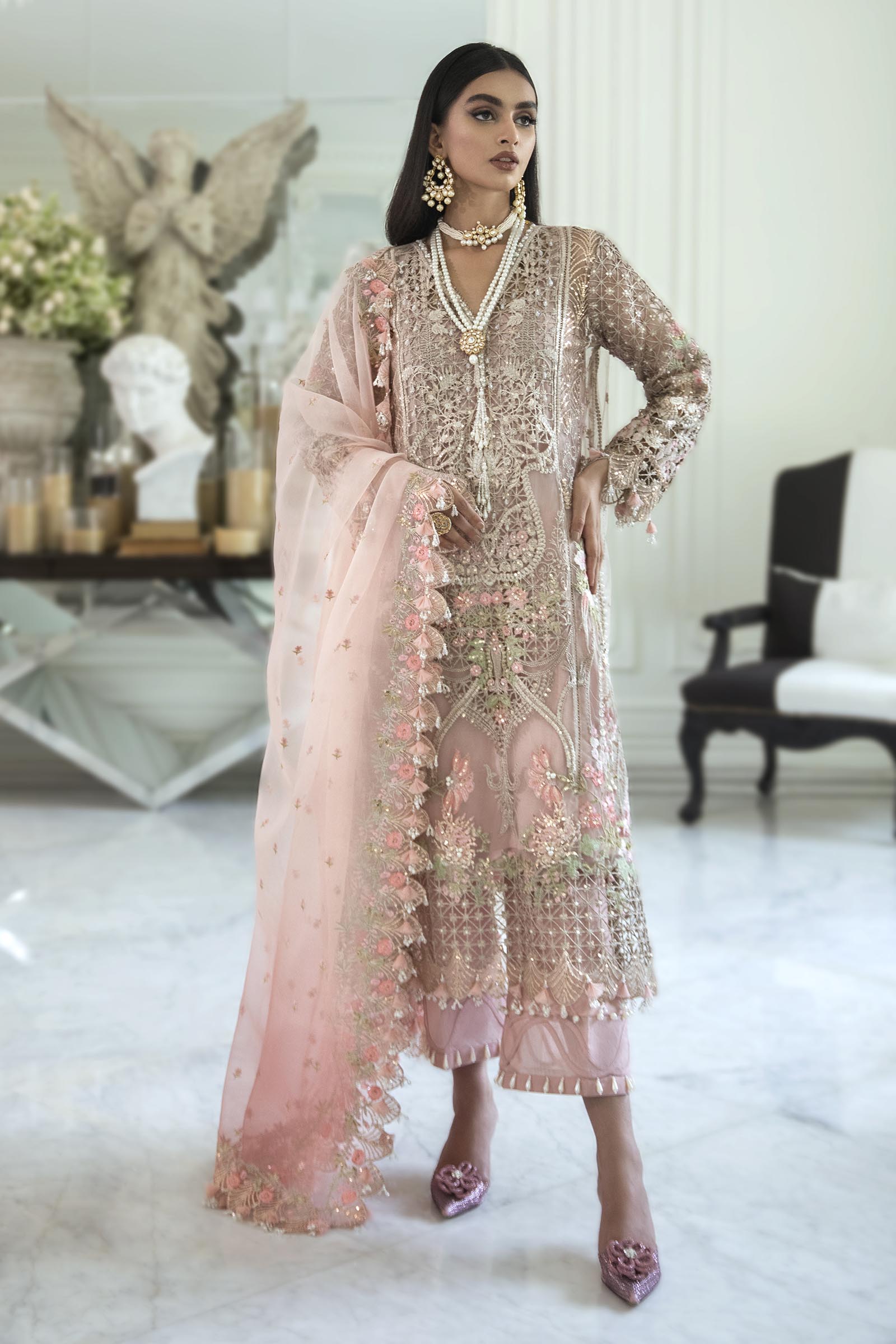 Unstitched 3 Piece Net Suit Main image