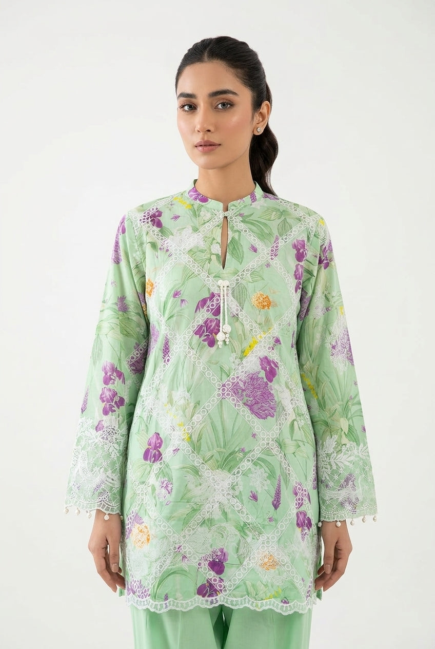 Stitched Embroidered Muzlin Shirt+ Bottom Secondary image