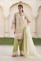 Stitched Embroidered Organza Suit