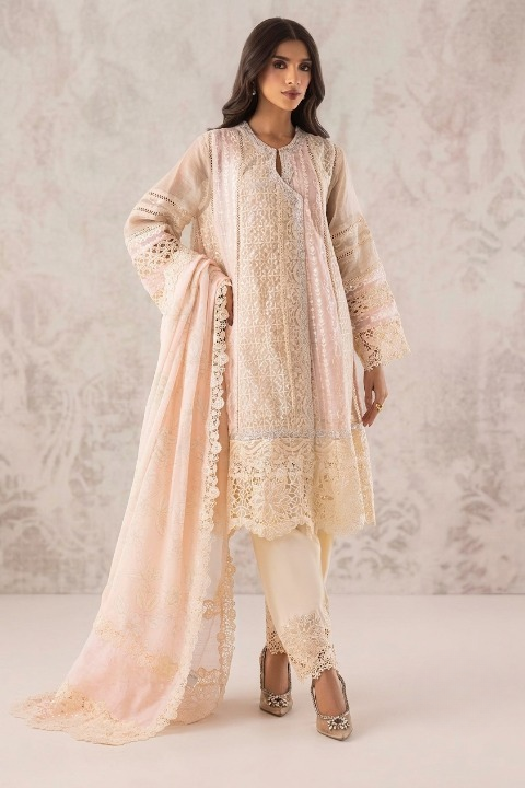 Stitched Embroidered Cotton Shirt + Shalwar + Dupatta Main image