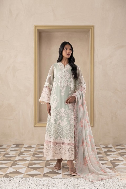 Stitched Embroidered Cotton Shirt + Shalwar + Dupatta Main image