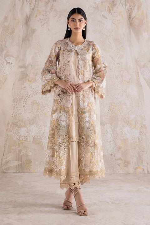 Stitched Embroidered Khaddi Net Set Main image