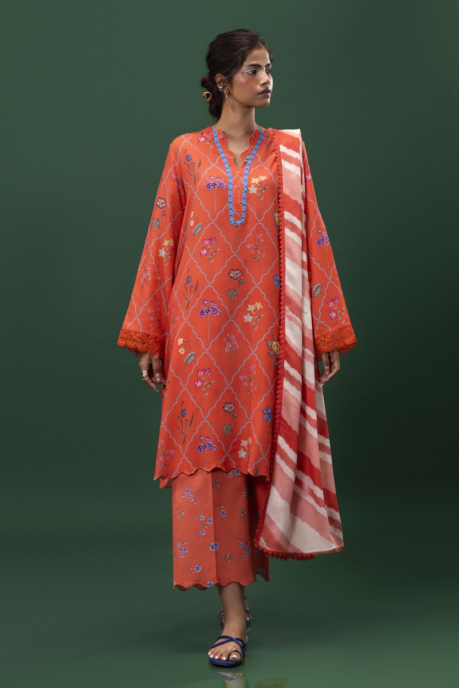 Unstitched Printed Linen Suit