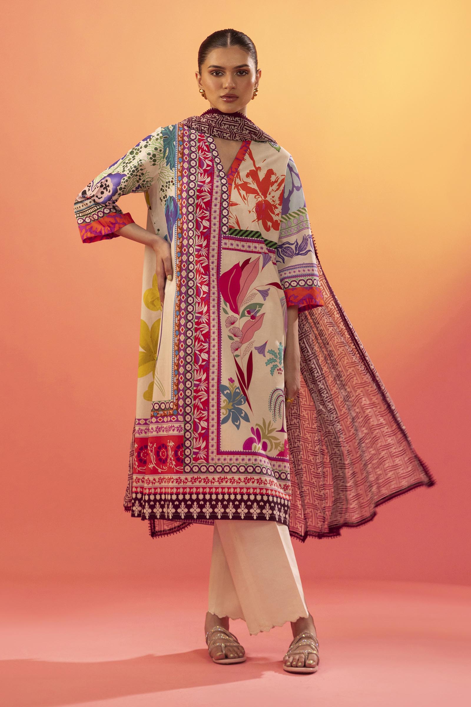Unstitched Lawn 2 Piece Suit