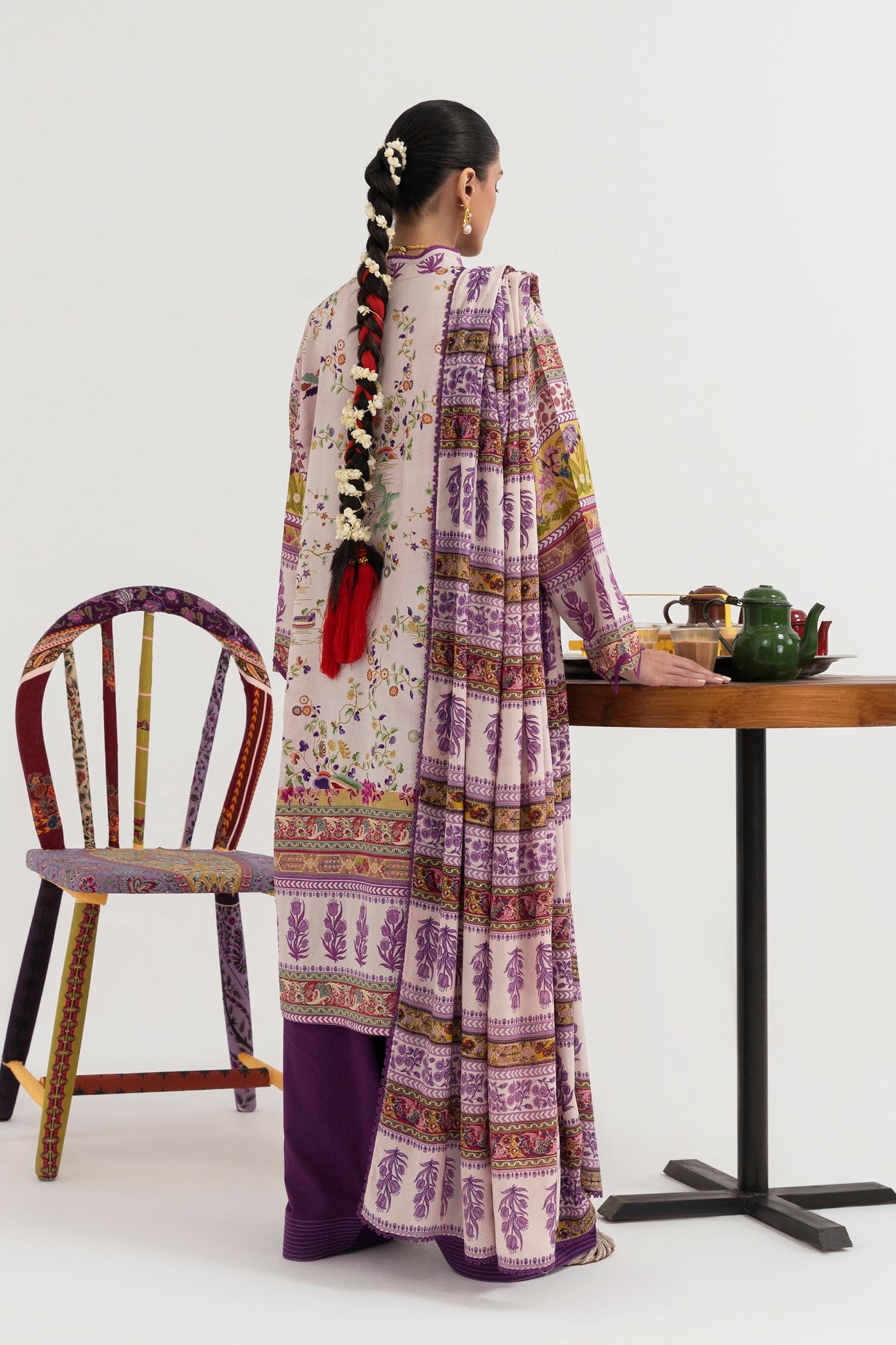 Stitched Printed Linen Suit Secondary image