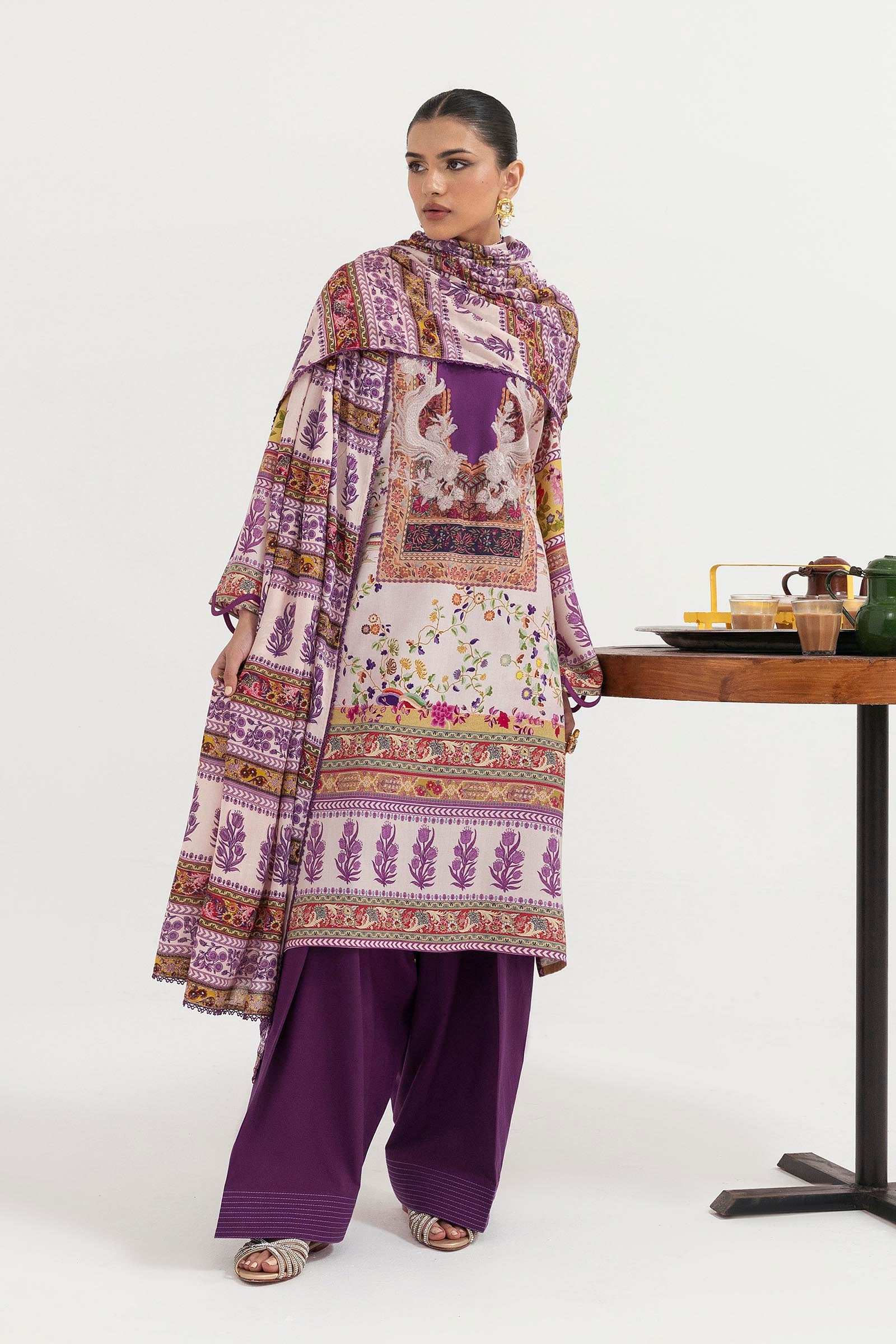 Stitched Printed Linen Suit Main image