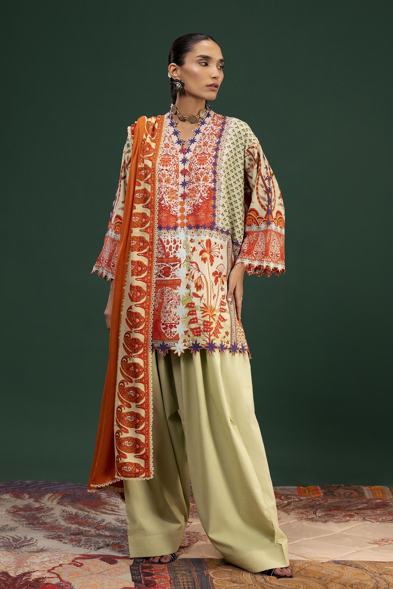 Unstitched 3 Piece Linen Suit Main image