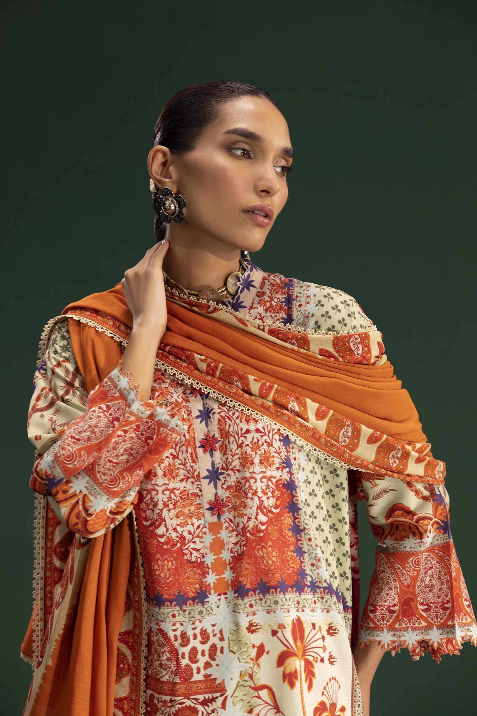 Stitched Printed Linen Suit Secondary image