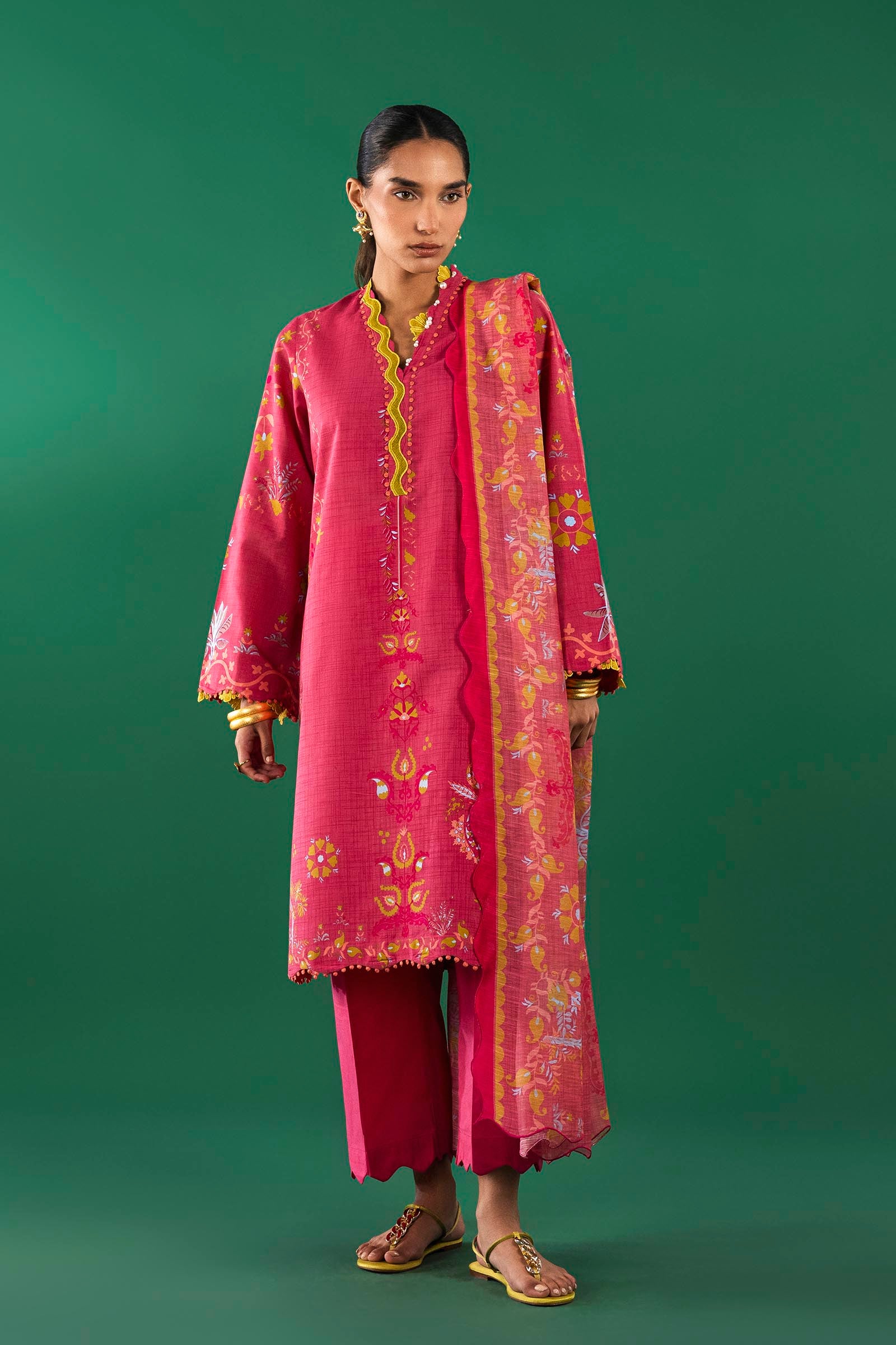 Unstitched 3 Piece Lawn Suit Secondary image