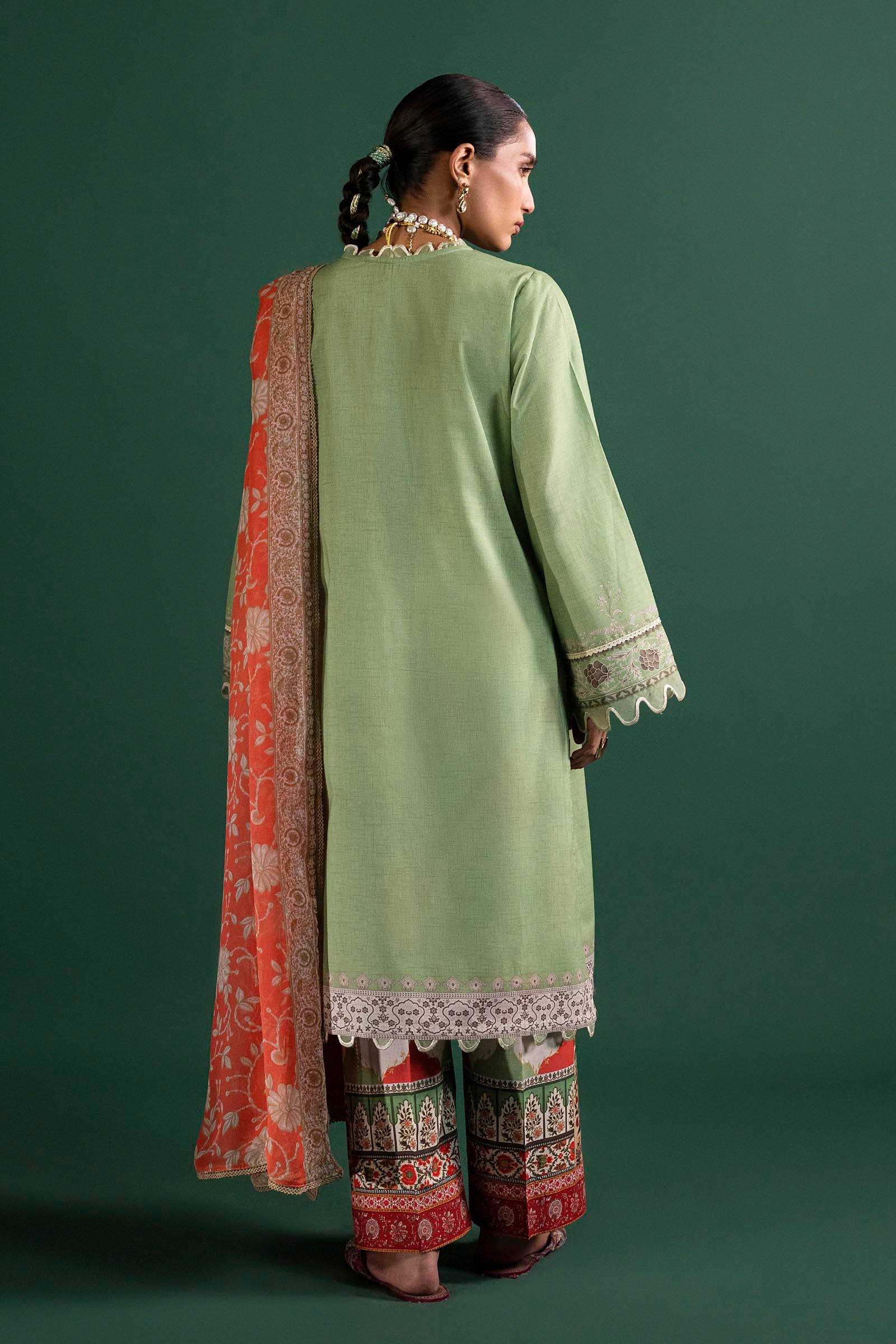 Unstitched 3 Piece Lawn Suit Secondary image