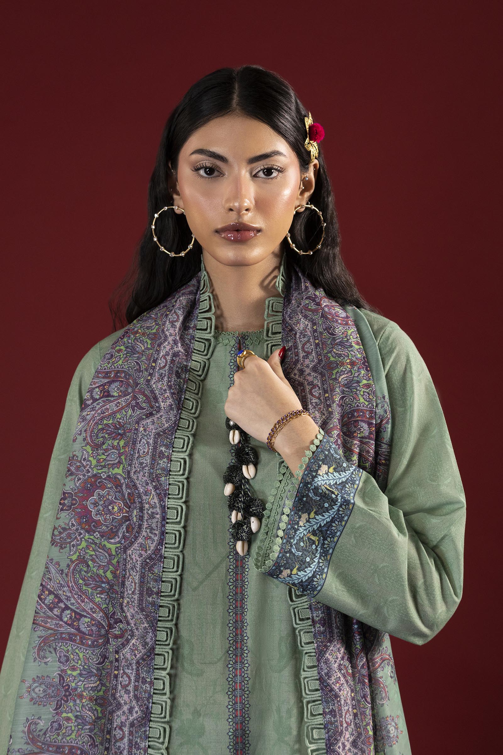 Unstitched Printed 3 Piece Lawn Suit Secondary image