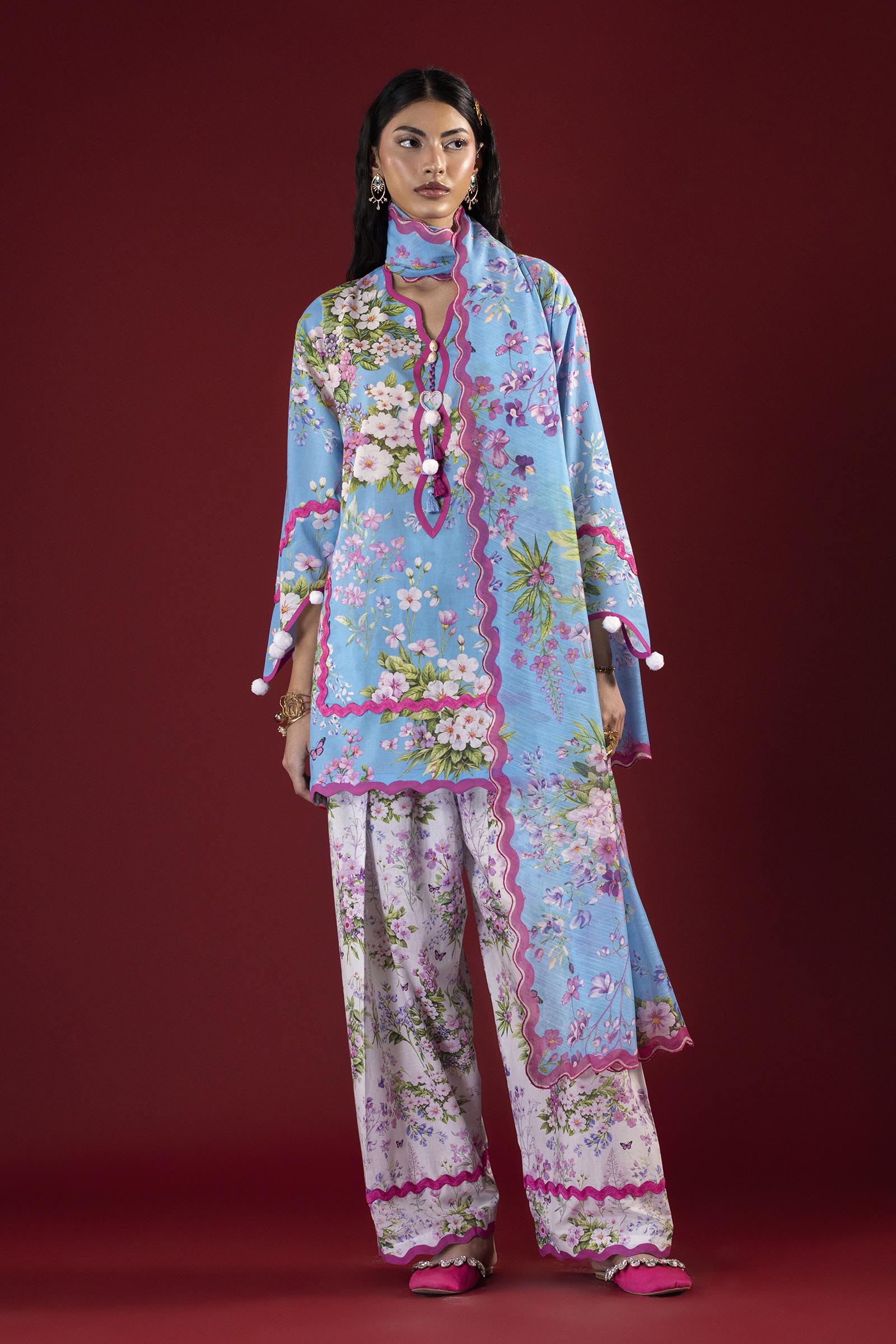 Unstitched Printed 3 Piece Lawn Suit Main image