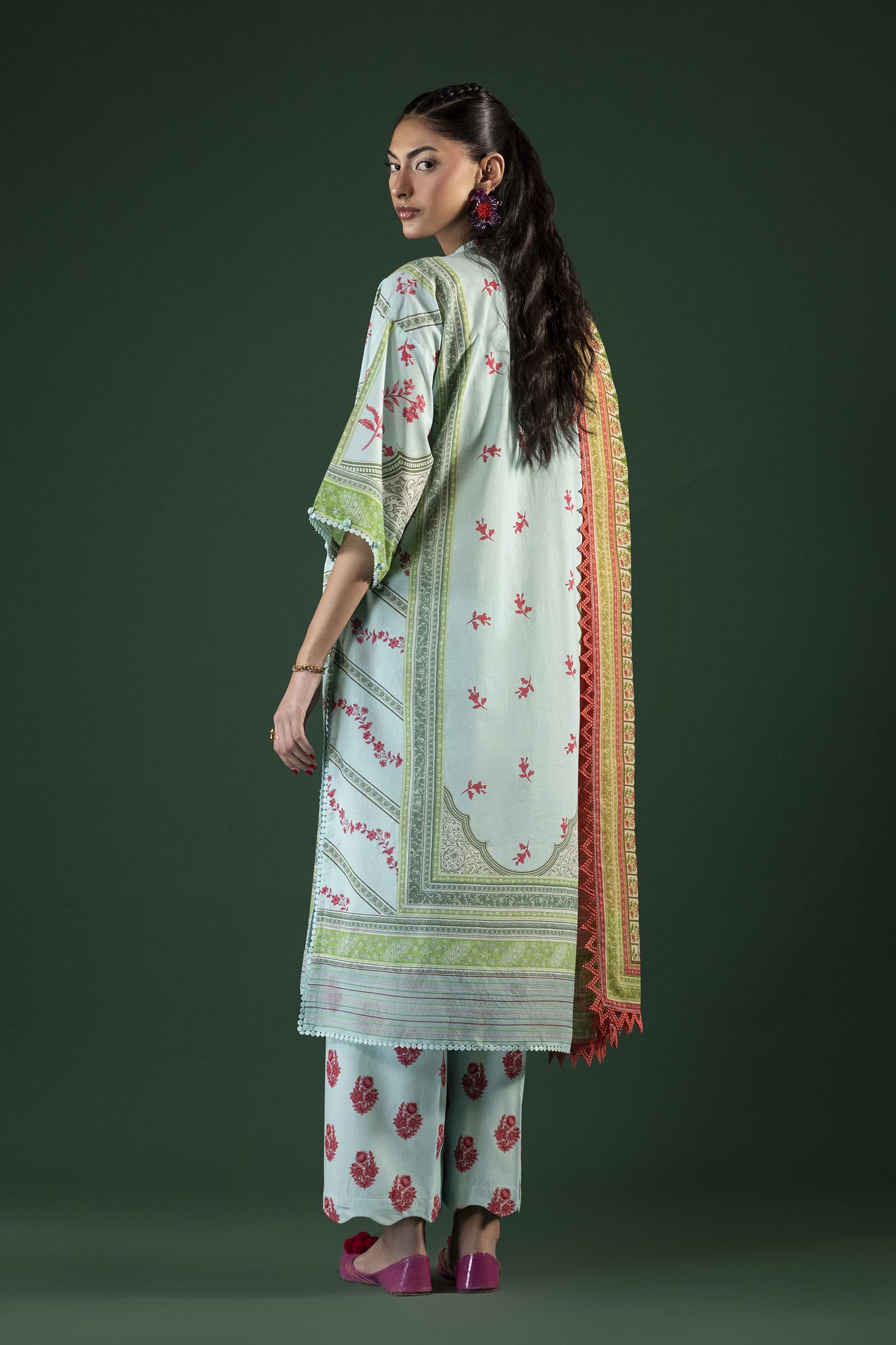 Unstitched Printed 3 Piece Lawn Suit Secondary image