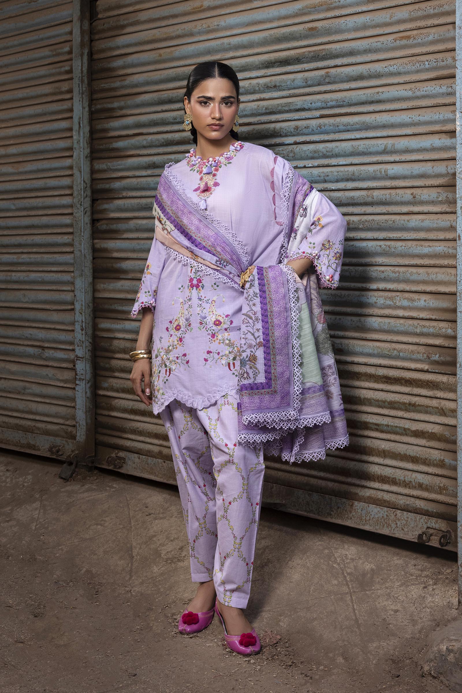 Unstitched Printed 3 Piece Lawn Suit Main image