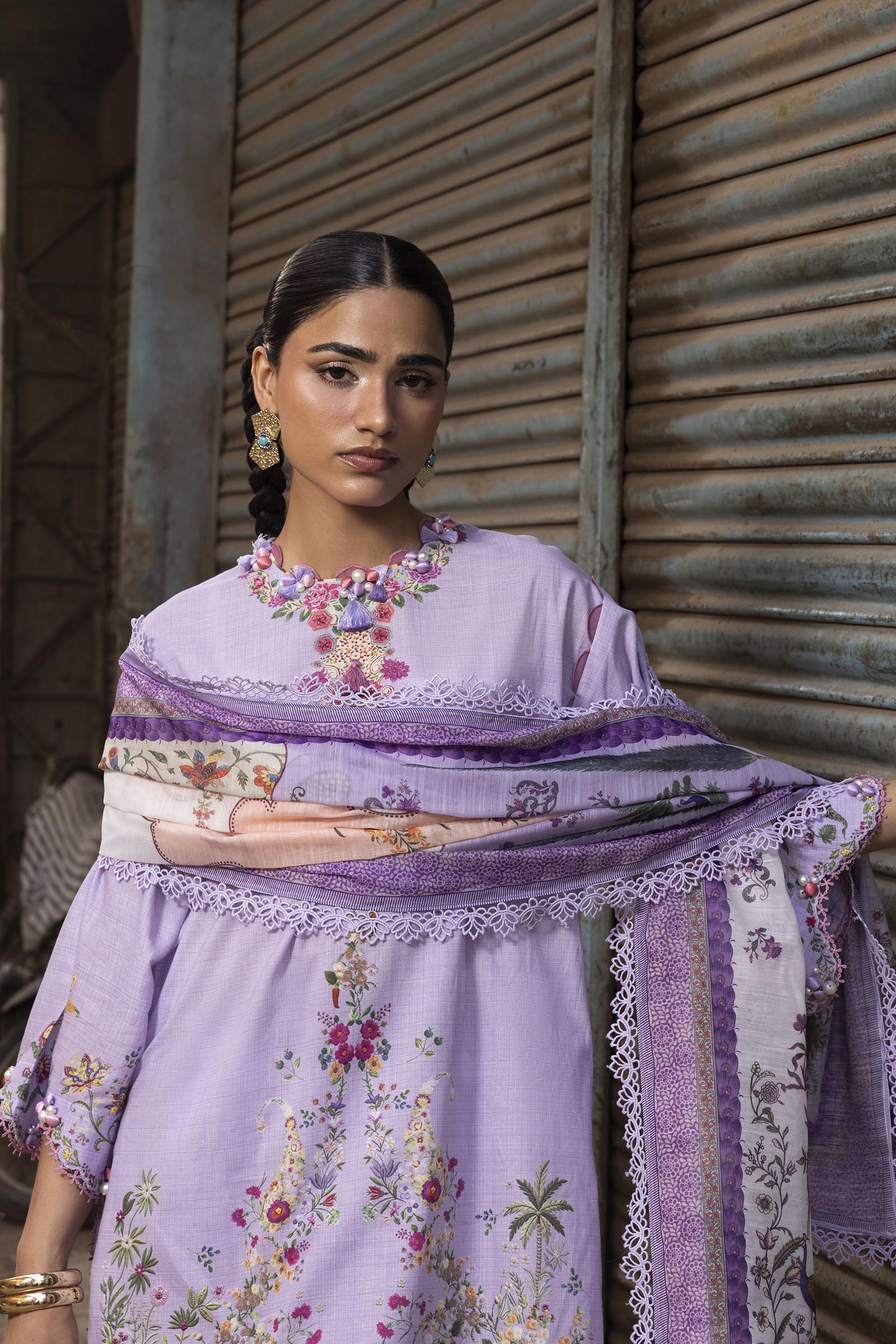 Unstitched Printed 3 Piece Lawn Suit Secondary image