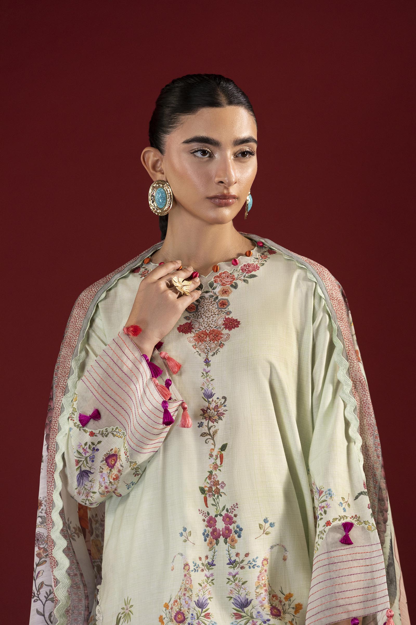 Unstitched Printed 3 Piece Lawn Suit Secondary image
