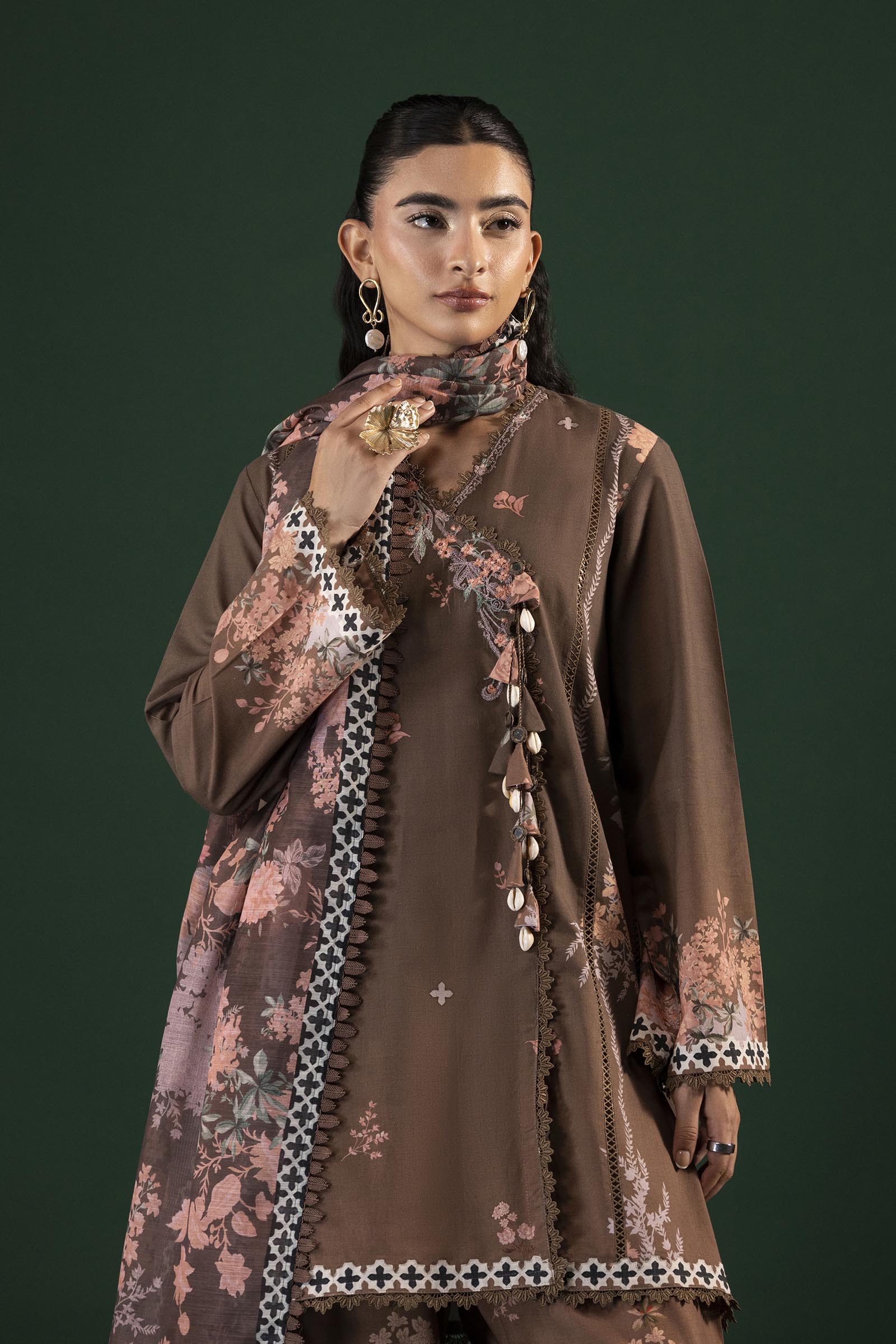 Unstitched Printed 3 Piece Lawn Suit Secondary image