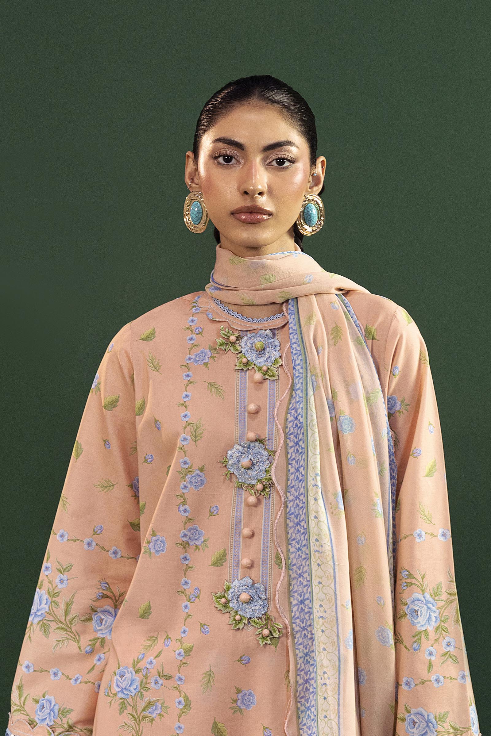 Unstitched Printed 3 Piece Lawn Suit Secondary image