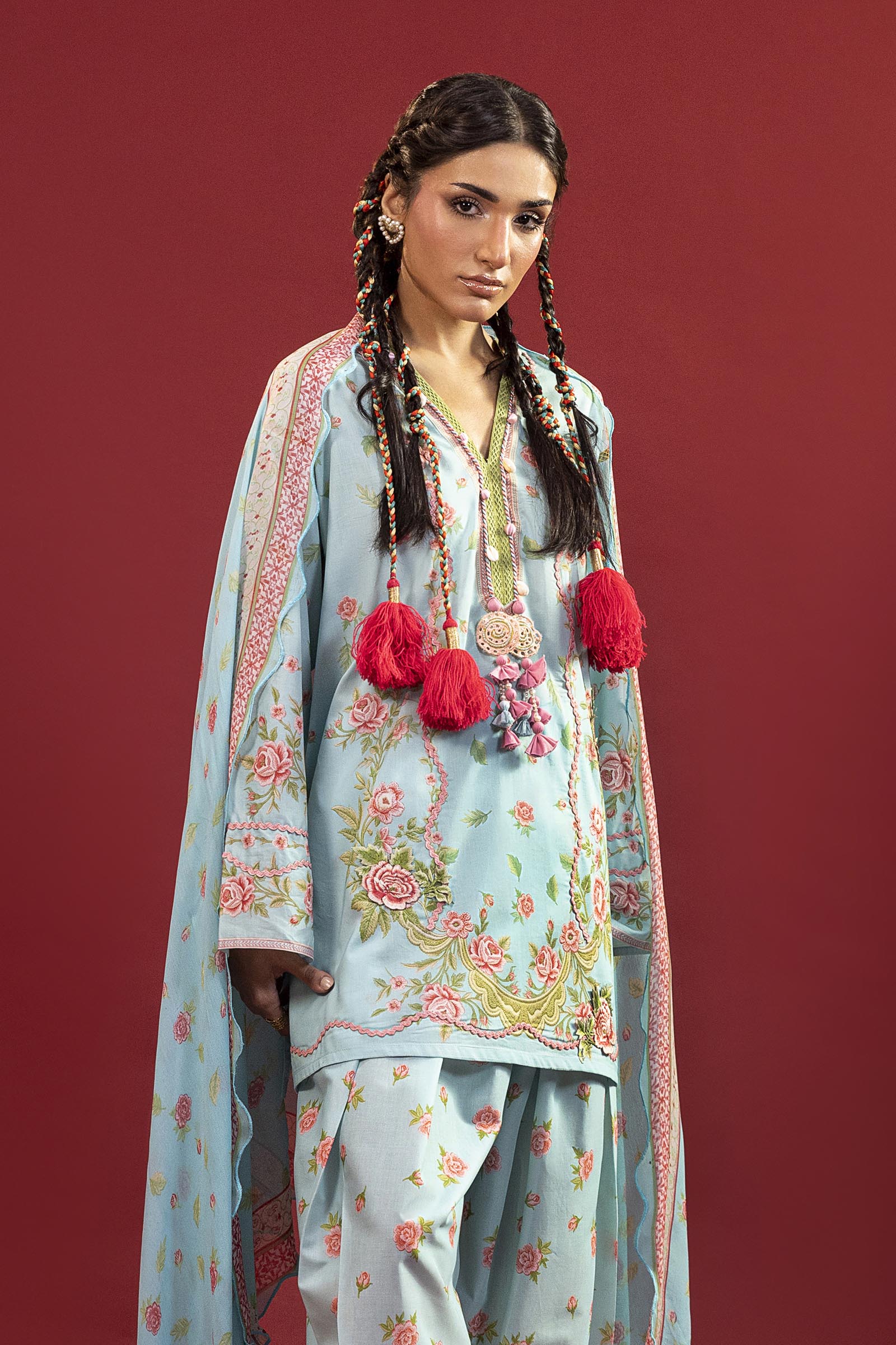 Unstitched Printed 3 Piece Lawn Suit Secondary image