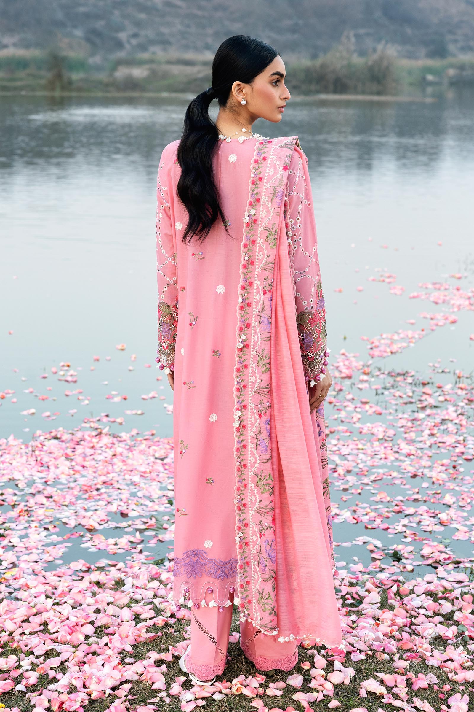 Unstitched Luxury Lawn Suit Secondary image