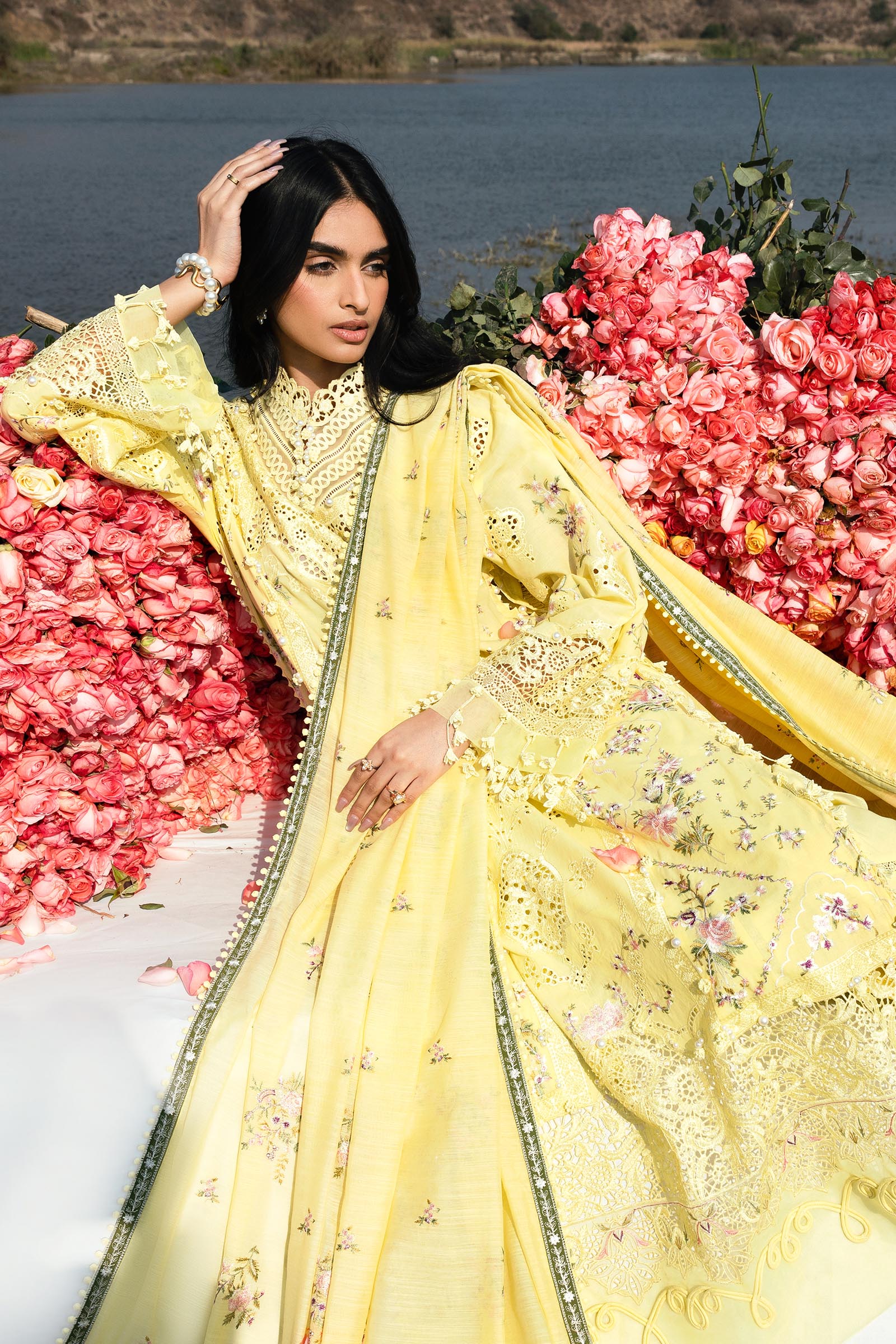 Unstitched Luxury Lawn Suit Secondary image