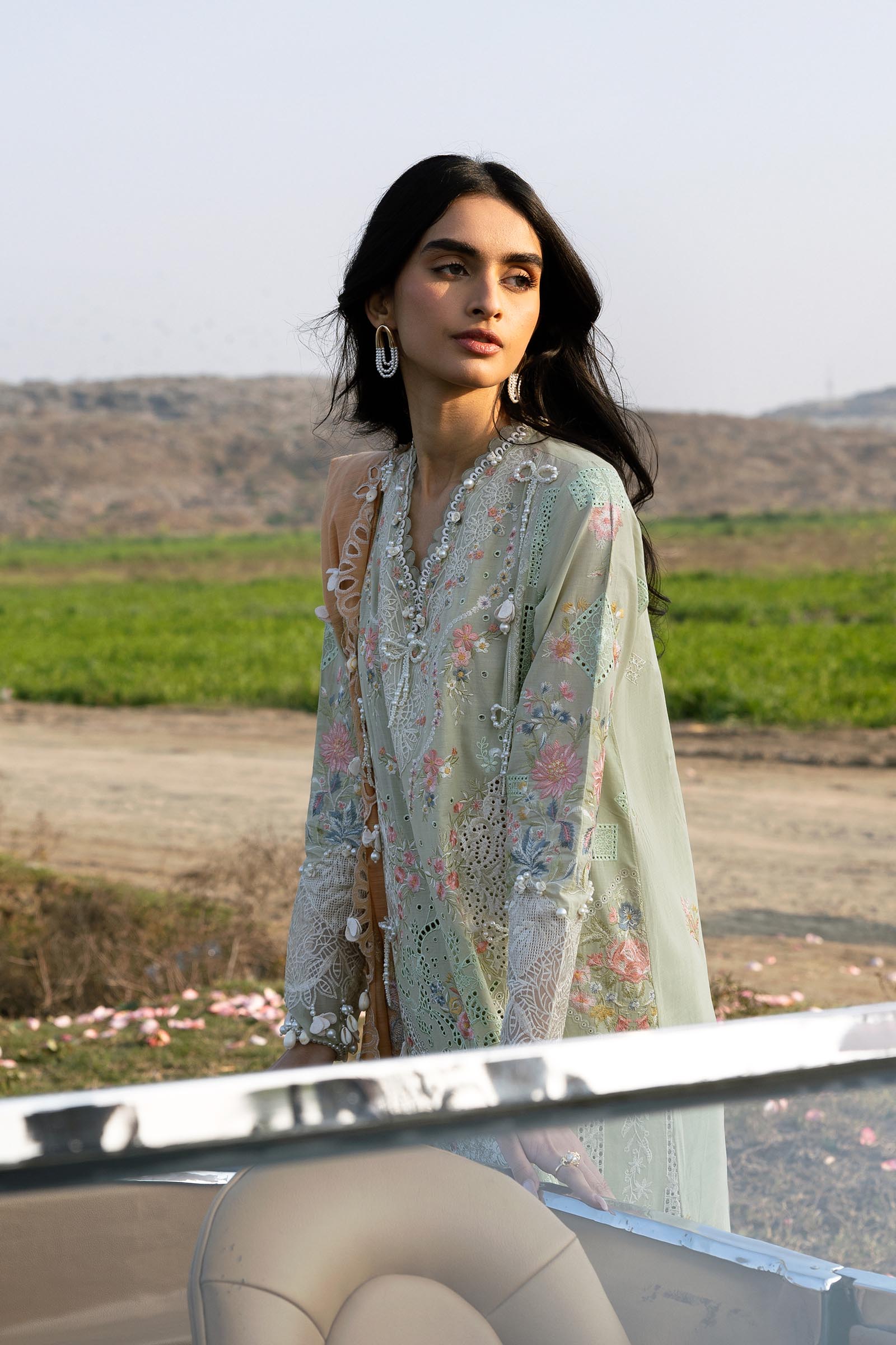 Unstitched Luxury Lawn Suit Secondary image