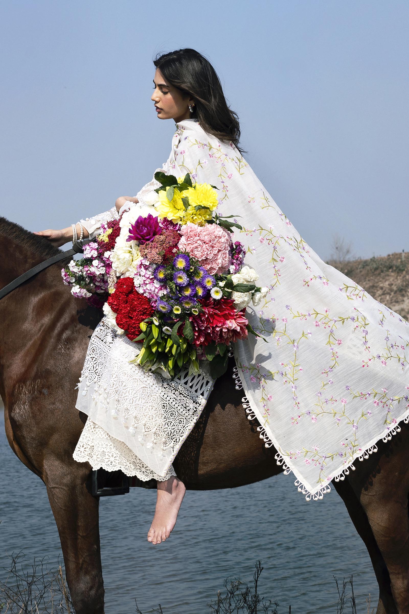 Unstitched Luxury Lawn Woven Net Suit