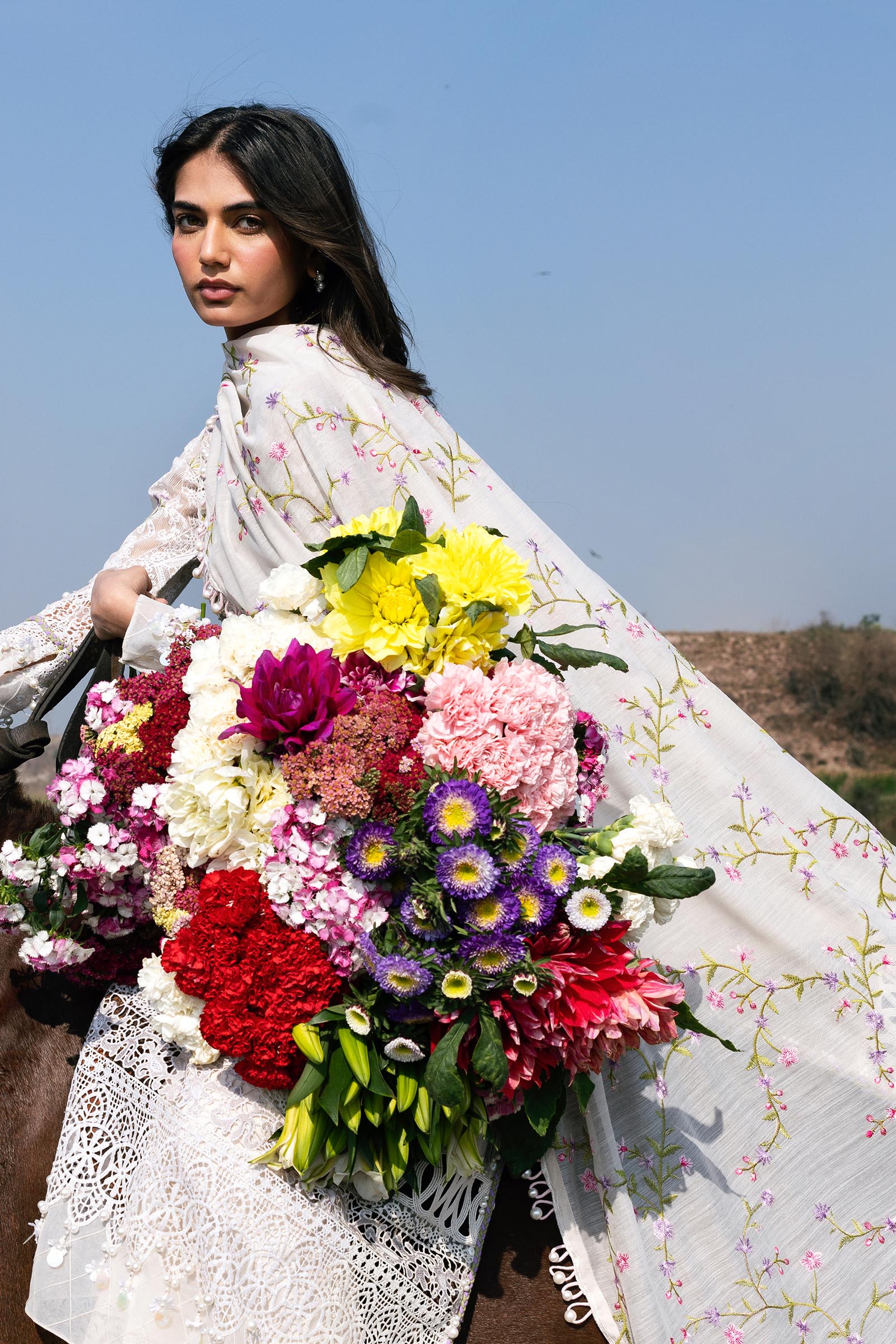 Unstitched Luxury Lawn Woven Net Suit