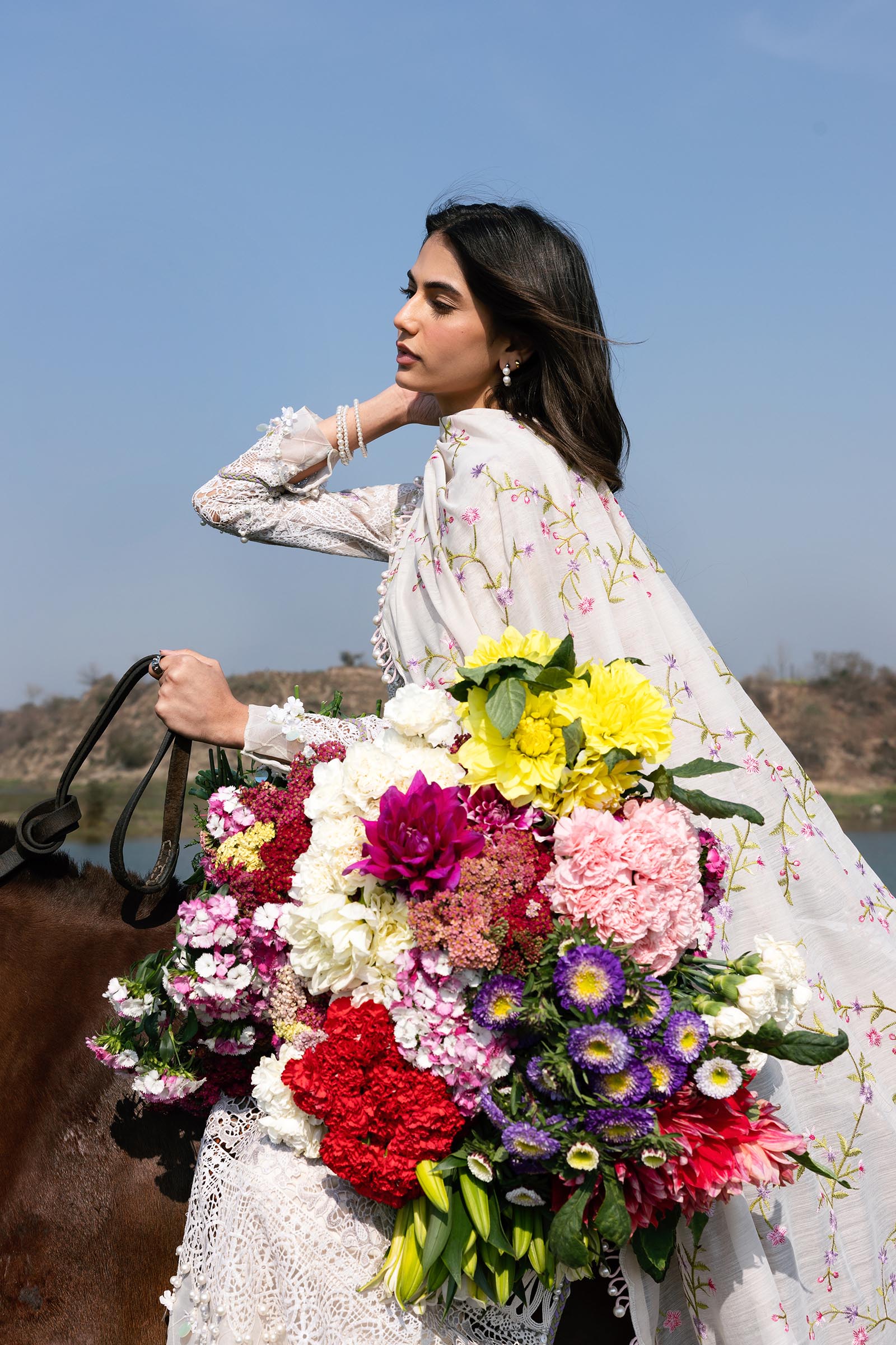 Unstitched Luxury Lawn Woven Net Suit