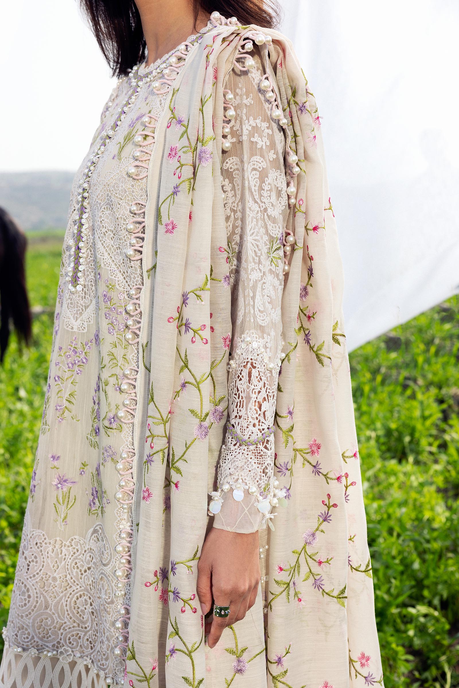 Unstitched Luxury Lawn Woven Net Suit