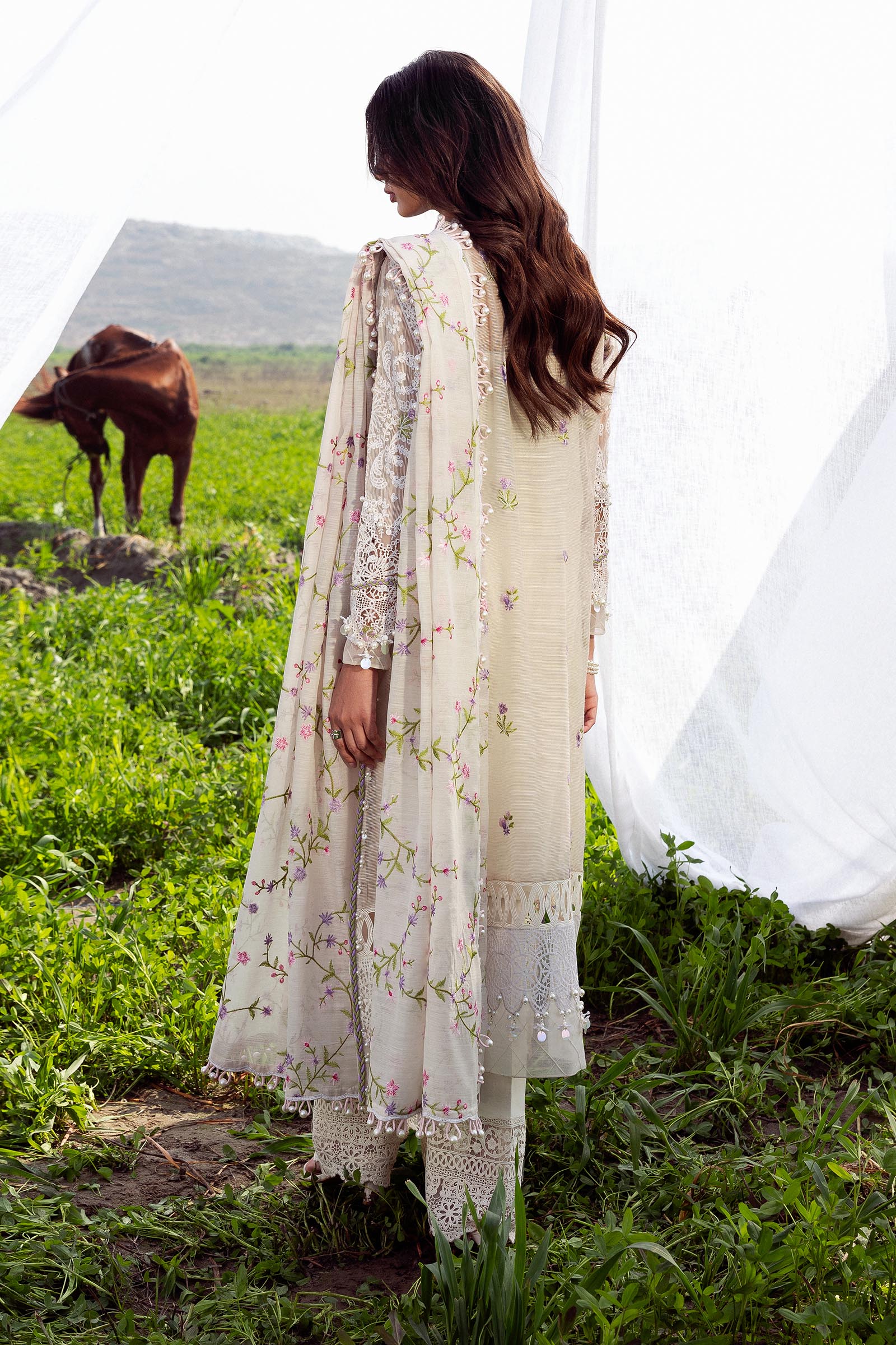 Unstitched Luxury Lawn Woven Net Suit