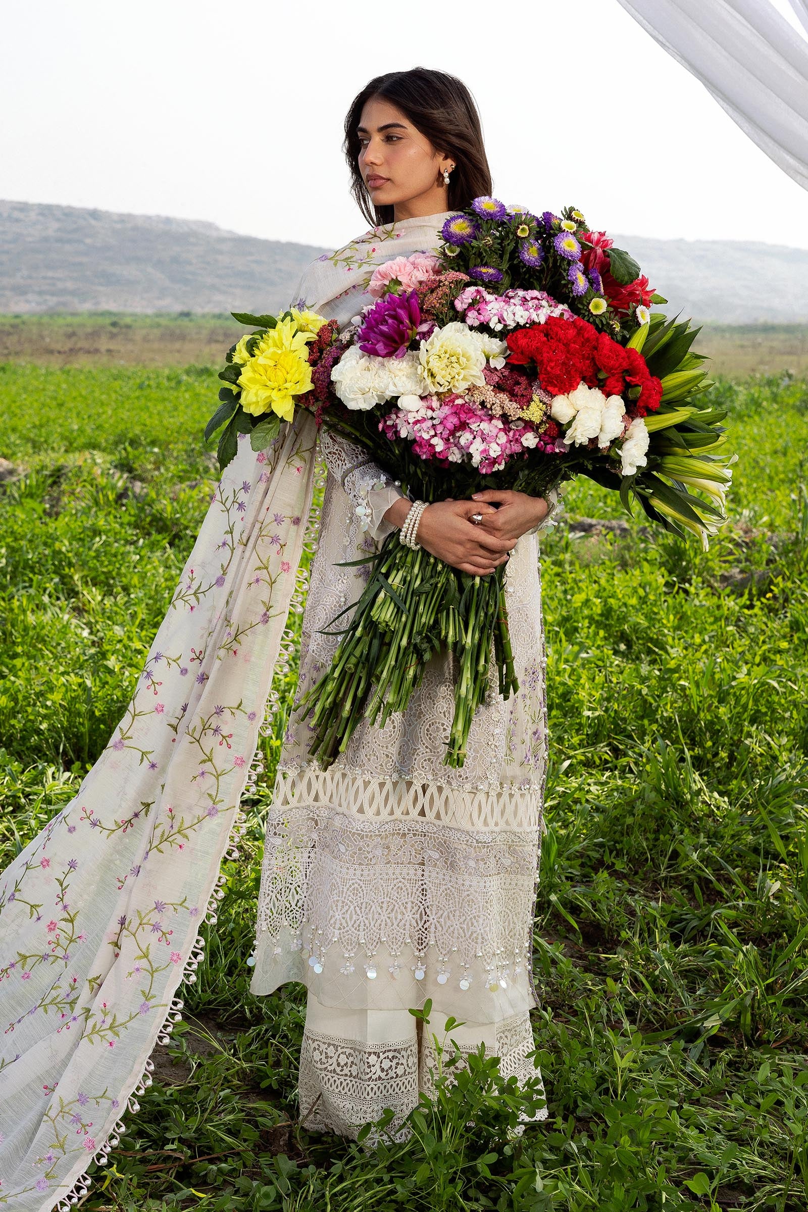 Unstitched Luxury Lawn Woven Net Suit