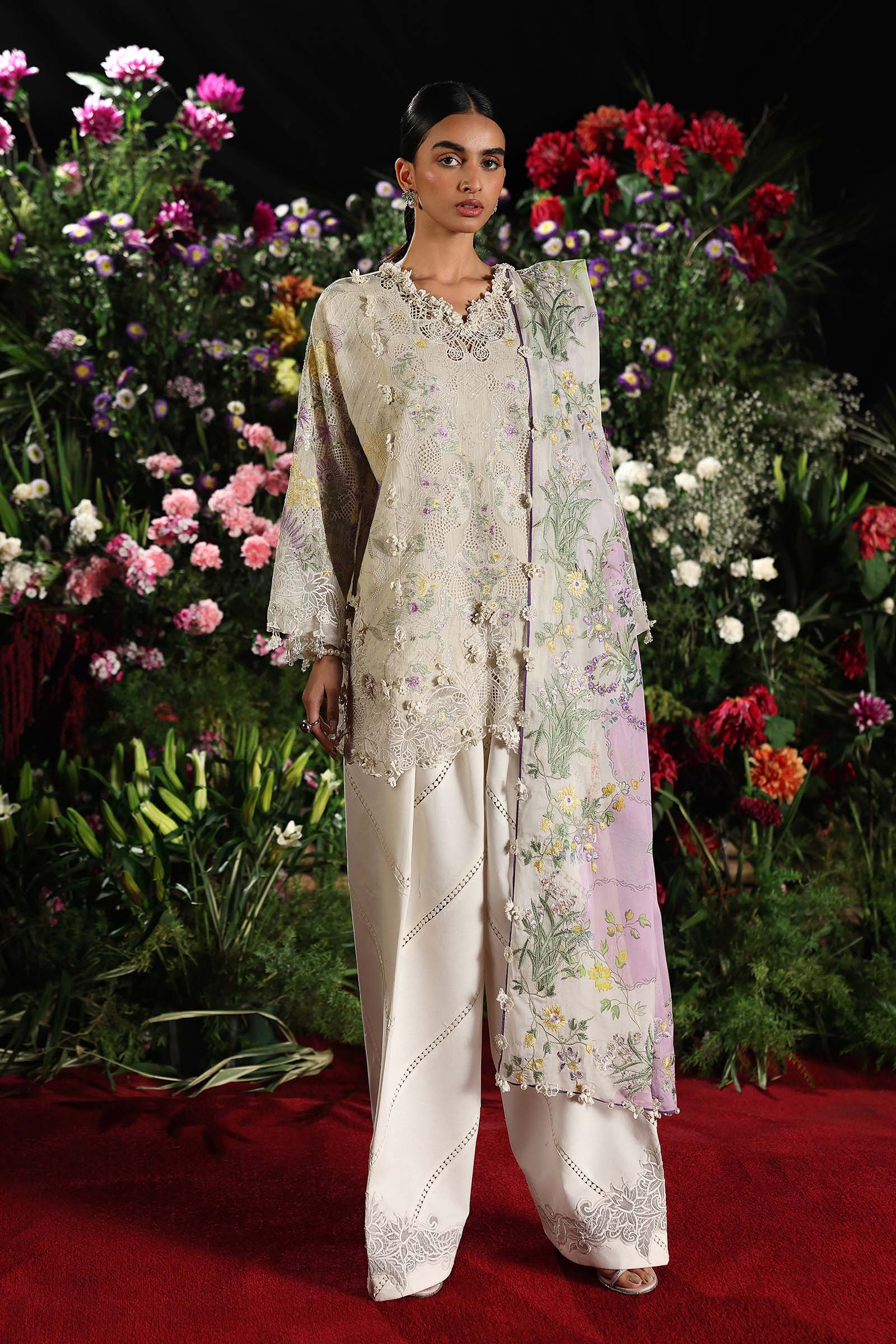 Unstitched Luxury Lawn Woven Net Suit Main image
