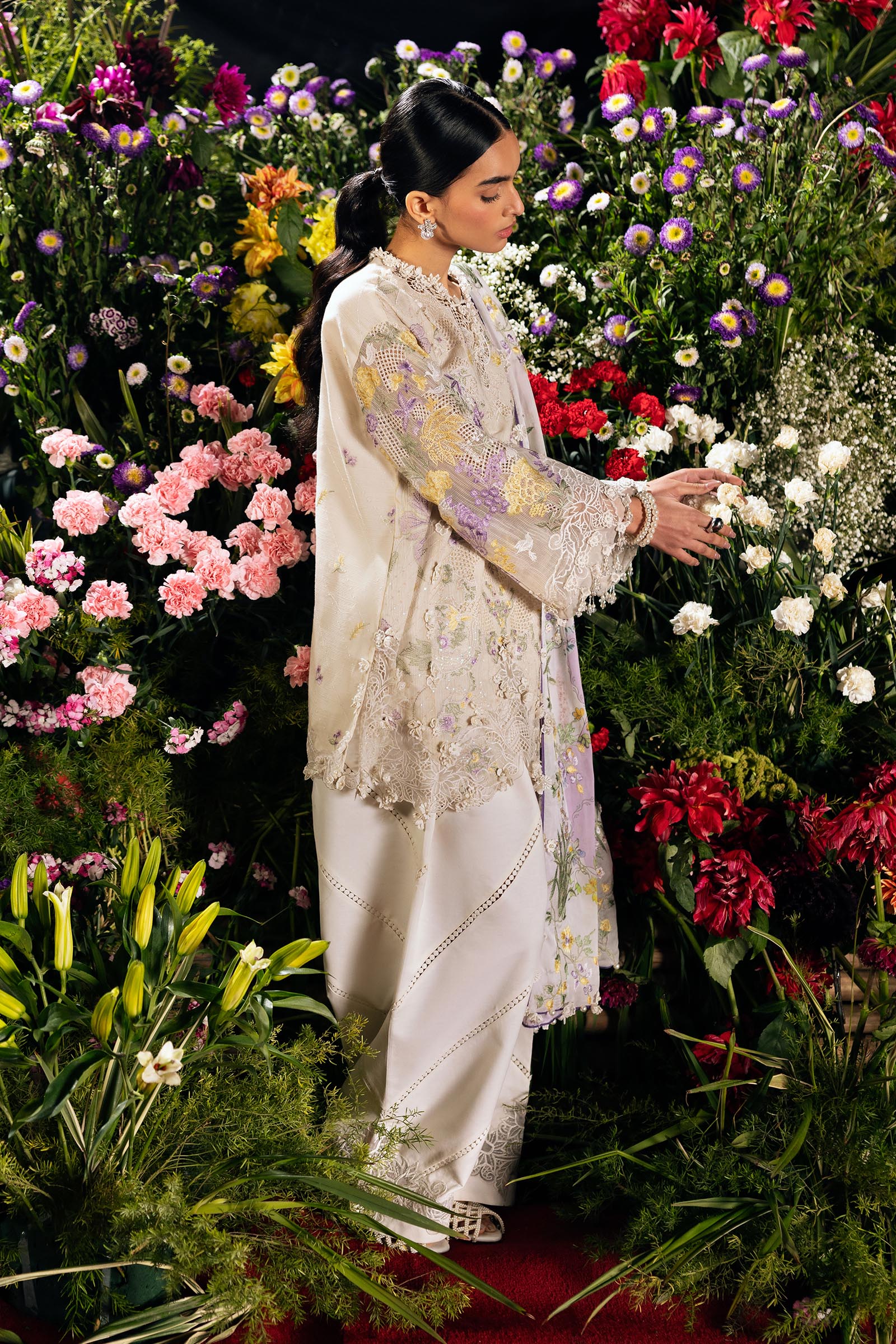 Unstitched Luxury Lawn Woven Net Suit