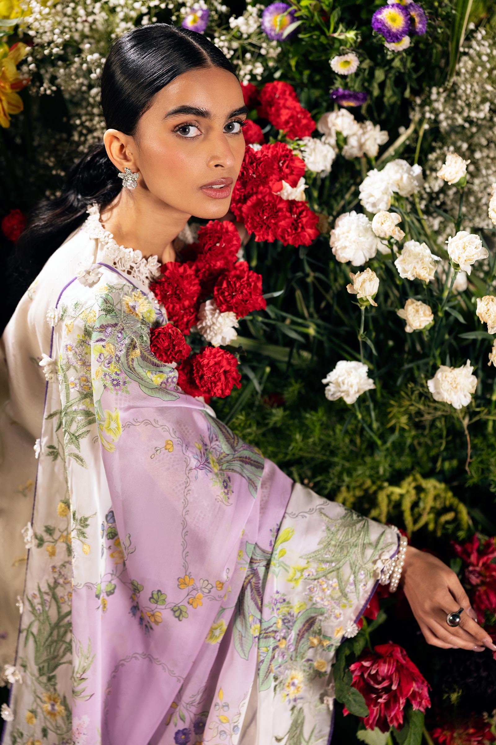 Unstitched Luxury Lawn Woven Net Suit