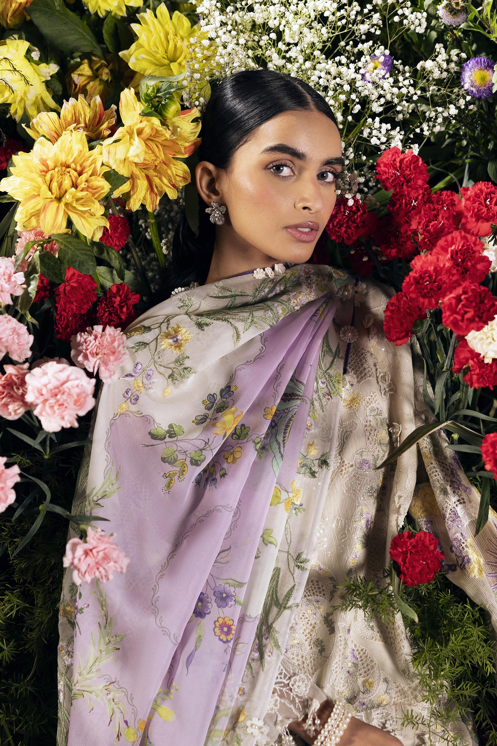 Unstitched Luxury Lawn Woven Net Suit